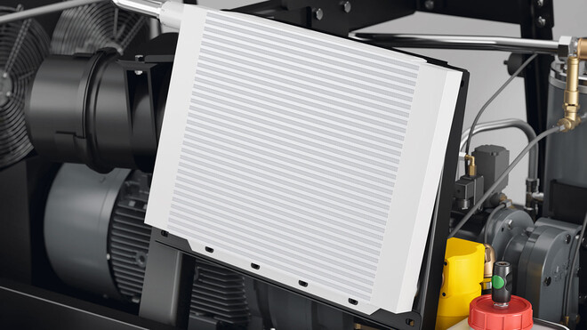 Serijsko vgrajen dodatni hladilnik v gradbenih kompresorji MOBILAIR podjetja KAESER KOMPRESSOREN.