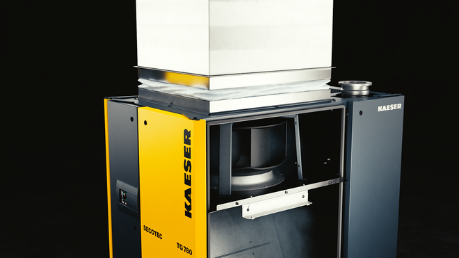 Inovacija pri novem hladilnem sušilniku SECOTEC je radialni ventilator.